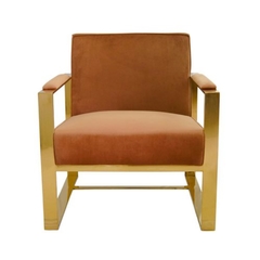 Poltrona Annete Moderno Salmão C Estrutura Dourado - comprar online