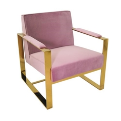 Poltrona Annete Moderno Lilás C Estrutura Dourado