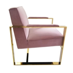 Poltrona Annete Moderno Lilás C Estrutura Dourado - LUXdécor