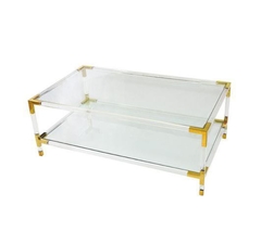 Mesa De Centro Metal Dourado Acrilico Fino Acabamento - comprar online