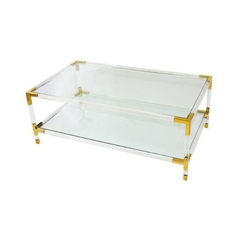 Mesa de Centro Retangular Acrilico Metal Design Moderno Fino Acabamento