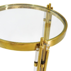 Mesa Lateral Moderna Metal Dourado T Vidro Pés - comprar online