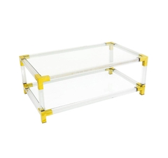 Mesa De Centro Metal Dourado C Acrilico Alta Decoração - comprar online