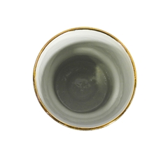 Vaso Pequeno Porcelana Texturizada Cinza Filete Dourado na internet