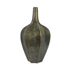 Vaso Porcelana Menor Marrom Sextavado Fios De Ouro na internet