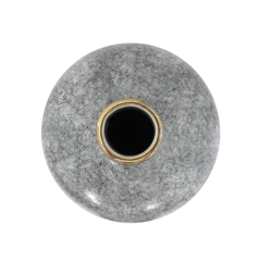 Vaso Grande Porcelana Textura Cinza Borda Dourada - comprar online
