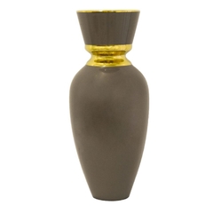 Vaso Porcelana Maior Marrom Tradicional Detalhe Dourado na internet