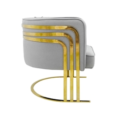 Poltrona Metal Dourado Triplo Estofado Cinza - comprar online