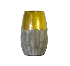Vaso Rústico Pequeno Ceramica Cinza E Dourada Contemporaneo na internet