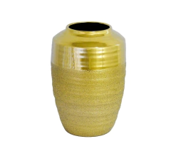 Vaso Grande Ceramica Todo Dourado Design Texturizado - LUXdécor