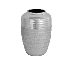 Vaso Pequeno Ceramica Todo Prata Design Texturizado - LUXdécor