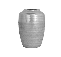 Vaso Pequeno Ceramica Todo Prata Design Texturizado - LUXdécor