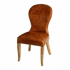 Cadeira Decorativa Madeira Maciça Couro Legítimo Caramelo Primeira Linha