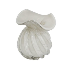 Vaso Murano Trouxinha Leitoso Ondulados Diagonais Luxo