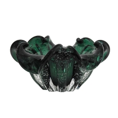 Vaso Fruteira Murano Verde Escuro Lapidados Curva - comprar online