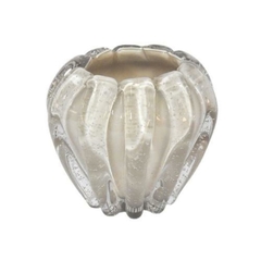 Vaso Murano Cristal Leitoso Translucido Ondulados Luxo