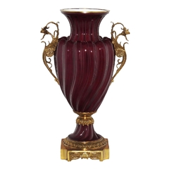 Ânfora Vaso Porcelana Nobre Vinho Ondulada C Bronze - comprar online