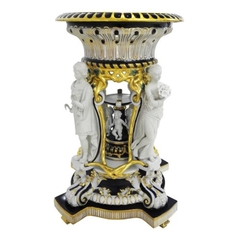 Centro De Mesa Porcelana Capodimonte Branco C Preto - comprar online
