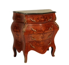 Cômoda Com Tampo De Mármore 4 Gav. Marchetaria E Bronze