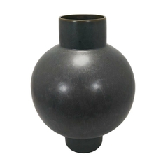 Vaso Decorativo Ceramica Preta Nobre Base e Boca Fino Design