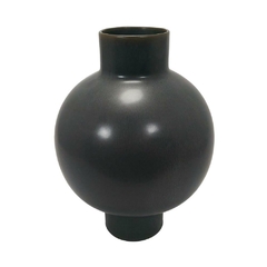 Vaso Decorativo Ceramica Nobre Preta Base e Boca Alto Padrão