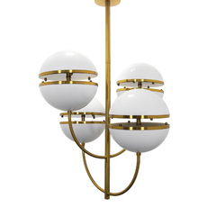 Lustre Metal Dourado 04 Globos Acabamento Moderno