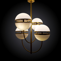 Lustre Metal Dourado 04 Globos Acabamento Moderno - comprar online