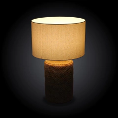 Abajur Base Em Cerâmica Estilo Rattan Bege E Cúpula - comprar online