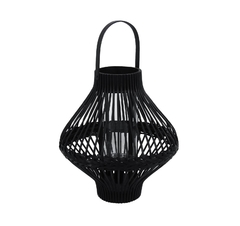 Lanterna Decorativo Rattan Preto Fino Acabamento - LUXdécor