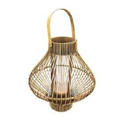 Lanterna Decorativa Rattan c Alças Design Aberto Vertical