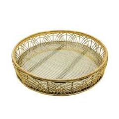 Bandeja Redonda Rattan Finos Detalhes Alta Decoração