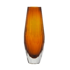 Vaso Decorativo Âmbar Cristal Facetado 30x10cm na internet