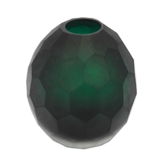 Vaso Decorativo Verde Fosco Cristal Facetado