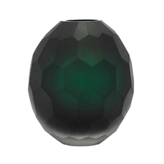 Vaso Decorativo Verde Fosco Cristal Facetado na internet