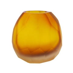 Vaso Decorativo Âmbar Cristal Facetado Finos Detalhes na internet