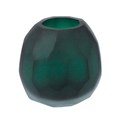 Vaso Decorativo Verde Cristal Facetado Finos Detalhes