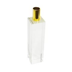 Castiçal 21cm Cristal Transparente Borda Dourada