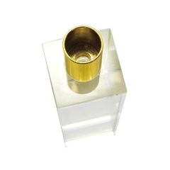 Castiçal 21cm Cristal Transparente Borda Dourada - comprar online