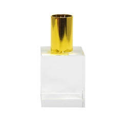 Castiçal 10cm Cristal C Borda Dourado - LUXdécor