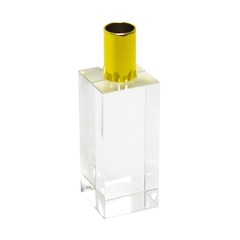 Castiçal Cristal 15cm C Borda Dourado