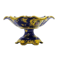 Centro De Mesa 25cm Limoges Azul C Filete Ouro na internet
