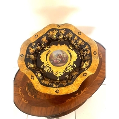 Centro De Mesa Limoges 36cm Azul C Filete A Ouro