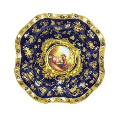 Centro De Mesa Limoges 36cm Azul C Filete A Ouro - comprar online