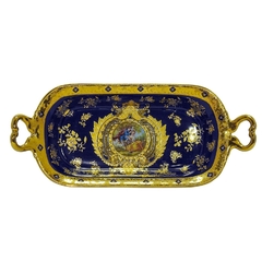 Bandeja Limoges 39cm Porcelana Azul C Dourado - comprar online