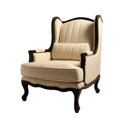 Poltrona de Linho Classica Madeira Maciça Preta Primeira Linha Alto Padrão