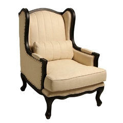 Poltrona de Linho Classica Madeira Maciça Preta Primeira Linha Alto Padrão - comprar online