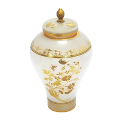 Potiche Maior Cristal Branco Florais Prensado A Ouro na internet