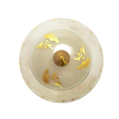 Potiche Maior Cristal Branco Florais Prensado A Ouro - comprar online