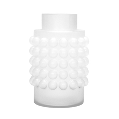 Vaso Decorativo Cristal Branco Relevos Bolha Abstrato na internet
