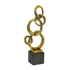 Enfeite Escultura Resina Dourada Circulos Abstrato Luxo